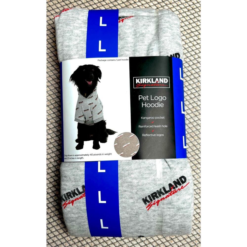 NWT NWT Costco Kirkland Signature Pet Dog Hoodie, Gray, reflective, sweater warm
